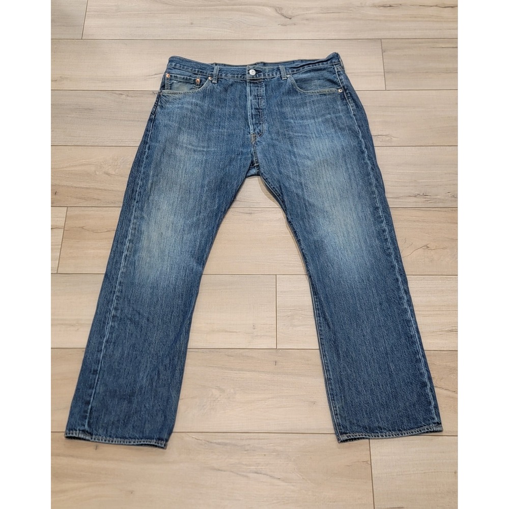 Levis 501 Jeans Mens 38x30 Blue Straight Fit Wash Denim Button Fly Pants